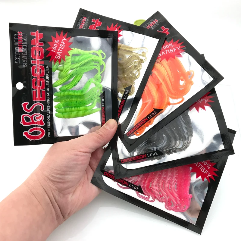 OBSESSION Luminous UV Fishing Lure set Soft Baits 8cm 1.1g 3bag5bag sea fishing silicone wobbler bait leurre fishing accessories