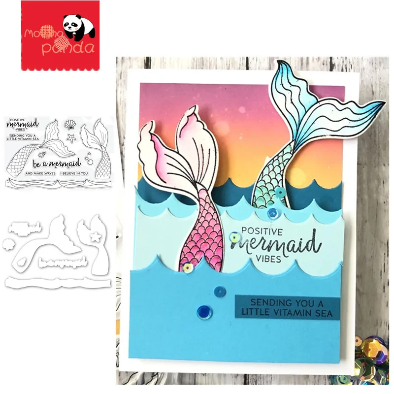 BE A MERMAID Metal Cutting Dies and Stamps Stencils for DIY Scrapbooking Decorat