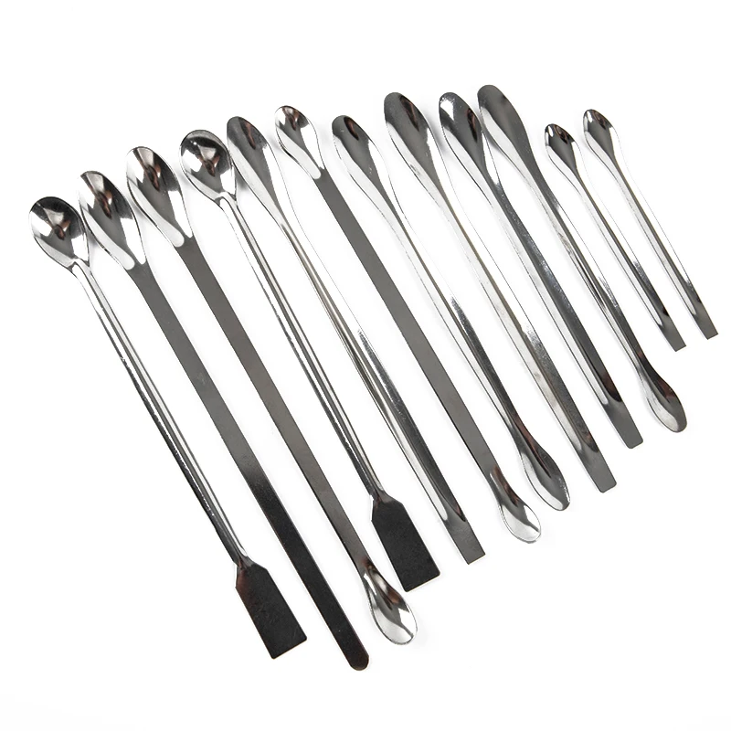 12PCS 스테인레스 스틸 실험실 숟가락 주걱/실험실 샘플링 숟가락 혼합 주걱 마이크로 주걱 특종