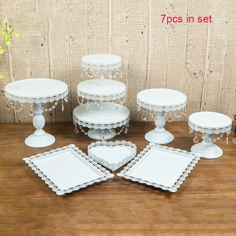 7pcs white Металлический Набор для кексов 4 шт-18 шт Розовое золото белый цвет - Цвет: 7pcs white