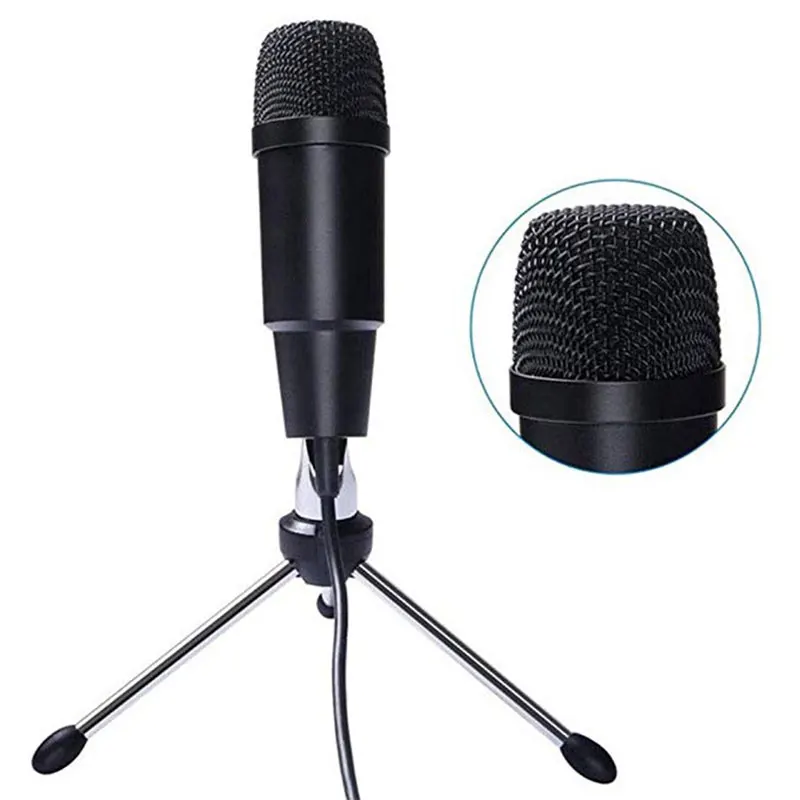 

NEW Omnidirectional Microphone Professional USB Plug-and-play Capacitor Microphone With Tripod Stand For Singing broadcasting
