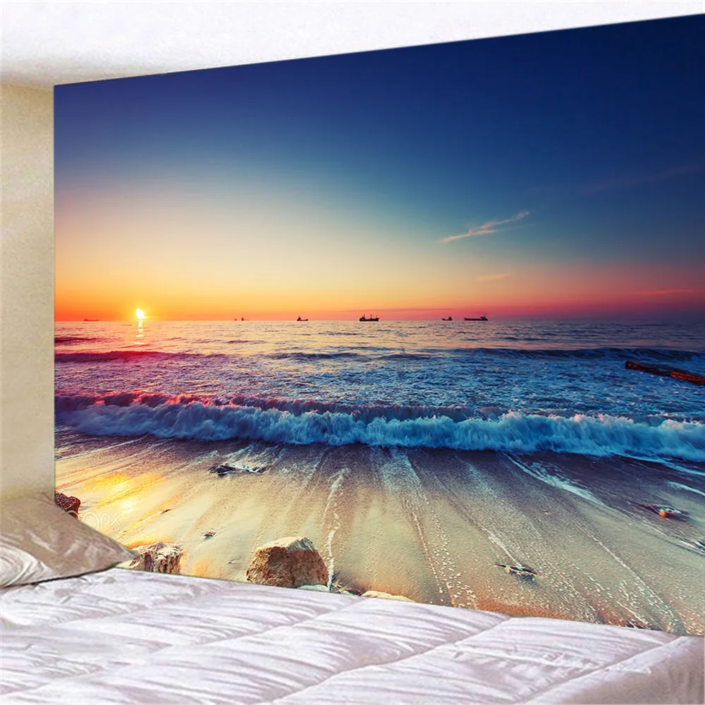 Tapisserie Murale Paysage Coucher De Soleil Mer - Déco Salon Ou Chambre 200x150cm