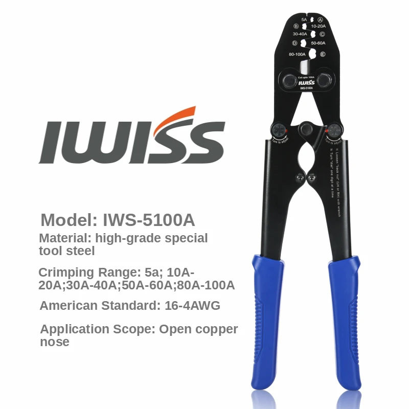 Copper nose crimper pliers 2.5-25mm² 13-3AWG Battery Lugs and Open Barrel Connectors Crimping Tools With cable cutting function |