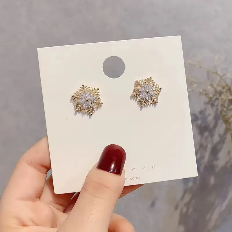 Серьги в виде Снежинки из стерлингового серебра S925 пробы женские простые серьги