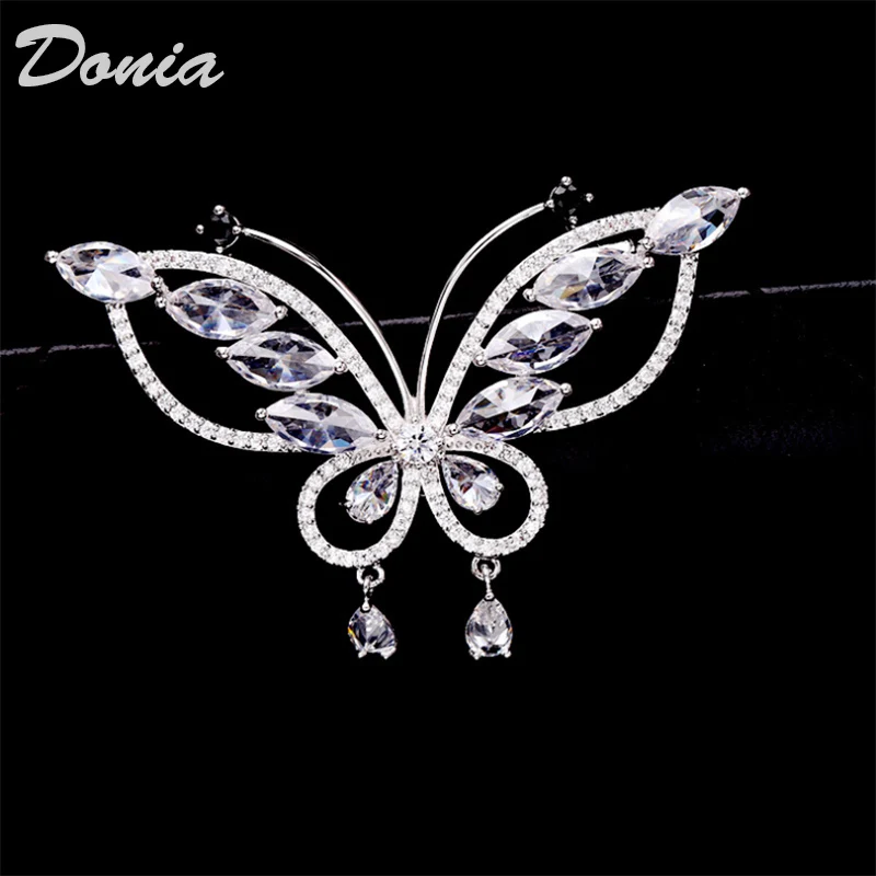 Donia jewelry Korean version of luxury color AAA zircon brooch coat sweater butterfly brooch female silk scarf shawl pin