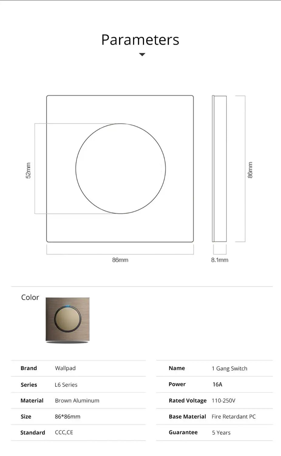 wallpad led indicador redondo design unico push clique 05