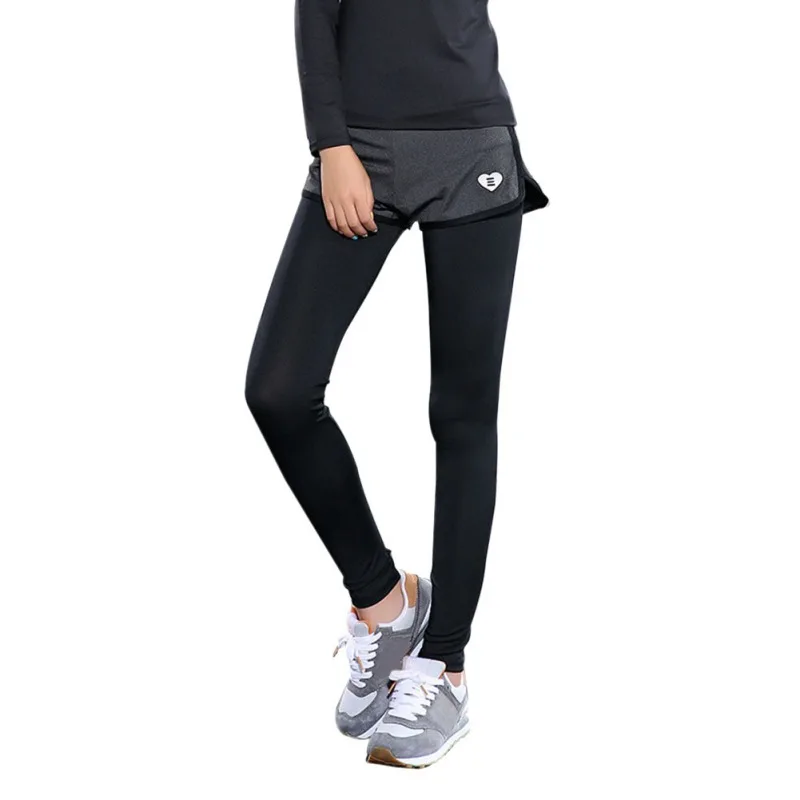 

Pencil Pants Stretch Women's Sports Running Large Size Casual Fitness Set Quick Dry Fake Two-piece Tight Trousers