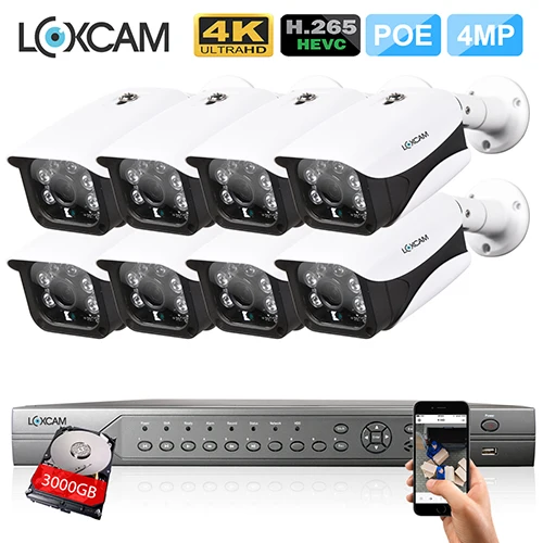 16CH H.265 4 K 5MP POE NVR CCTV Системы 16 шт. 4MP Крытый уличная Антивандальная антивандальный IP Камера P2P видеонаблюдение Системы - Цвет: 16CH NVR x 8 Camera