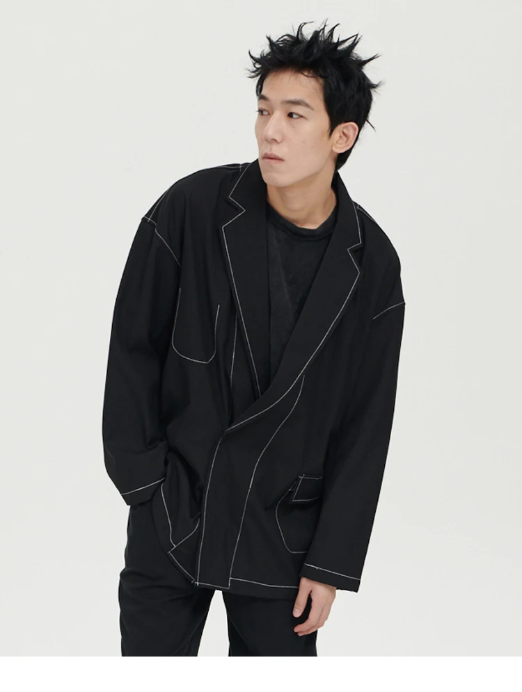 

S-6XL 202 Men Women clothing Hair Stylist Fashion Open line design silhouette off shoulder Loose Suit plus size singer costumes