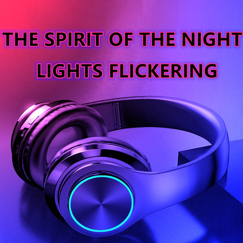 

B39 Hot Sale Bluetooth Headphones Support TF Card Built-in FM Mp3 Player with MIC LED Lights Portable Folding Wireless Headset