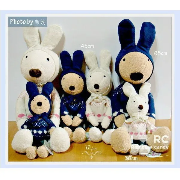 

[Jacquard Ribbon Cap Knitted Sweater-] Sucre Rabbit fa guo tu tai zi tu Plush Doll