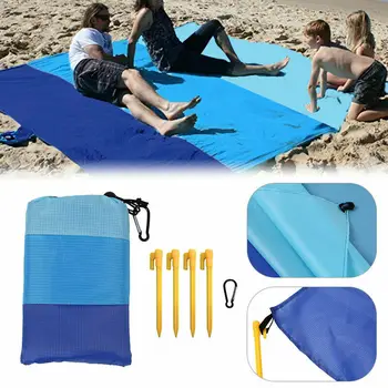 

Extra Stripe Large Waterproof Pocket Picnic Blanket Splash-proof Plaid Carpet Travel Outdoor Beach Camping Mat Carry Bag Peg