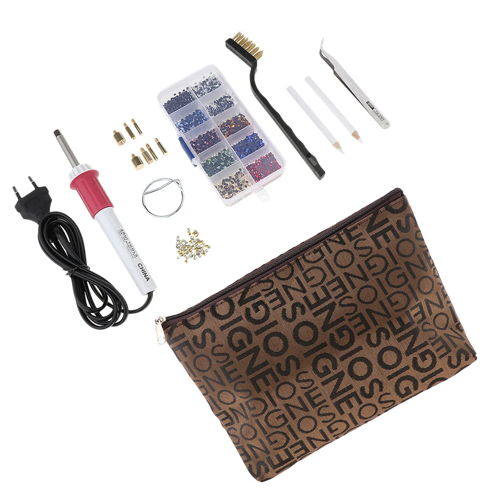 EU Plug Hot Fix Applicator Rhinestone Setter Wand Heater Tool Kit Set