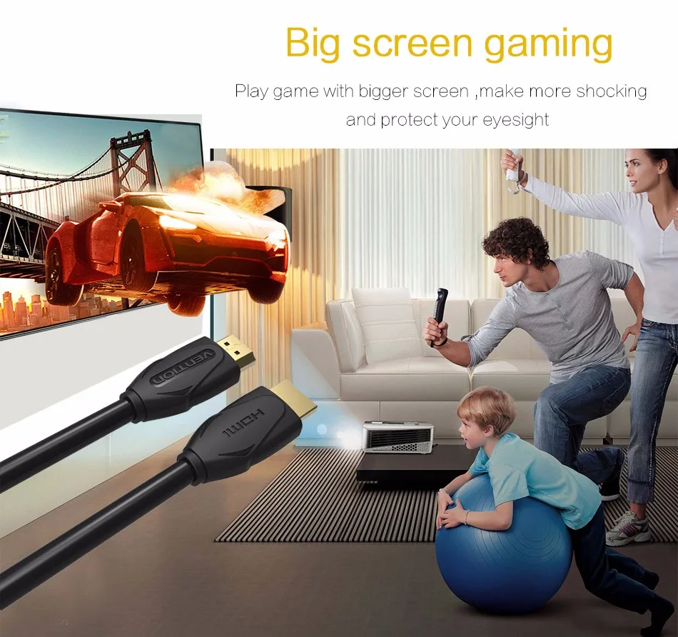 Vention Высокоскоростной HDMI кабель хорошего качества, для компьютера смарт-бокс ps3 приставка, 1,5 м позолоченный папа-папа 1,4 в для 3D 1080P
