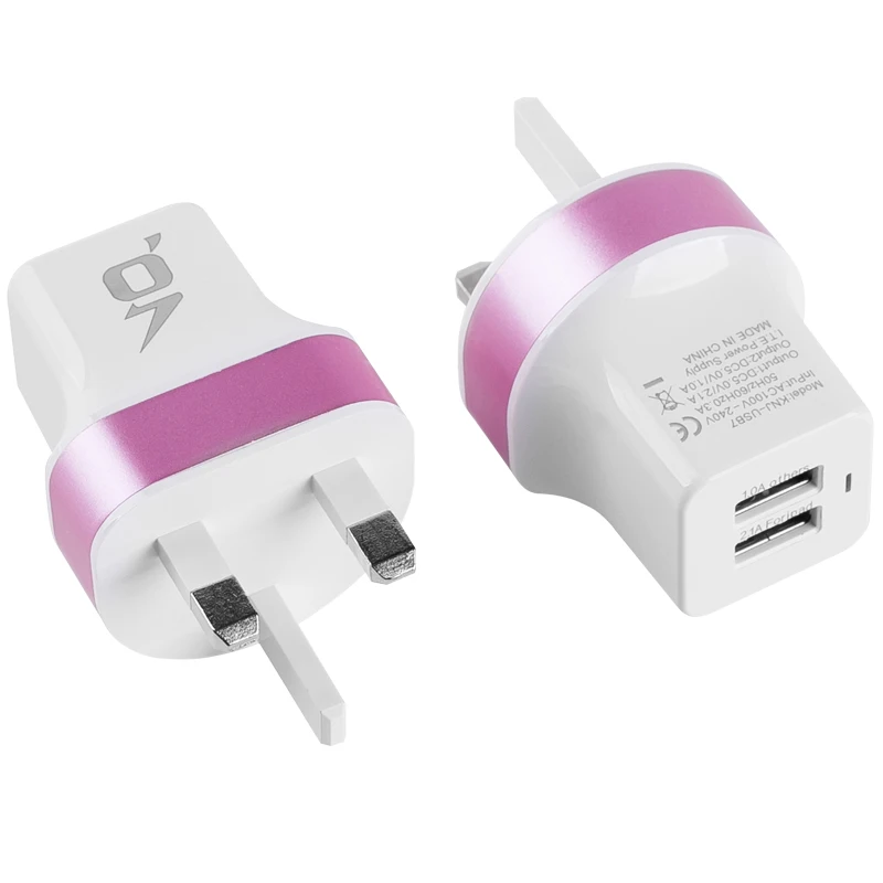 UK-Pink США Мульти USB настенное зарядное устройство портативное 2 порта зарядное устройство кирпич путешествия штекер куб телефон зарядка iPhone X/8 Plus/8 iPad samsung Galaxy - Цвет: UK-Pink