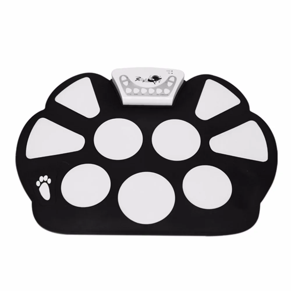 W758S Portable 9 Pads Digital USB Roll up Foldable Silicone Electronic Drum Pad Kit With Drum Sticks Foot Pedals drop shipping