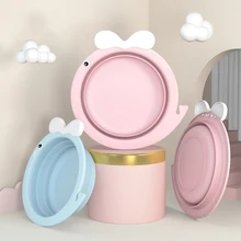 Портативный складной детский таз для путешествий, экологически безопасный, для детей, новорожденных, уплотненный, с рисунком, для мытья лица, аксессуары для ног, принадлежности