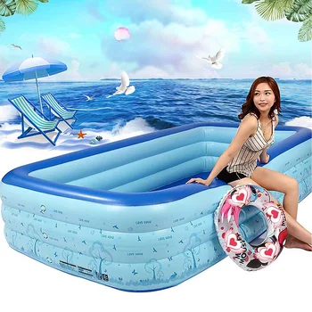 

300x180x60cm Children Bathing Tub Baby Home Use Paddling Pool Inflatable Square Swimming Pool Kids Inflatable Pool for Beach