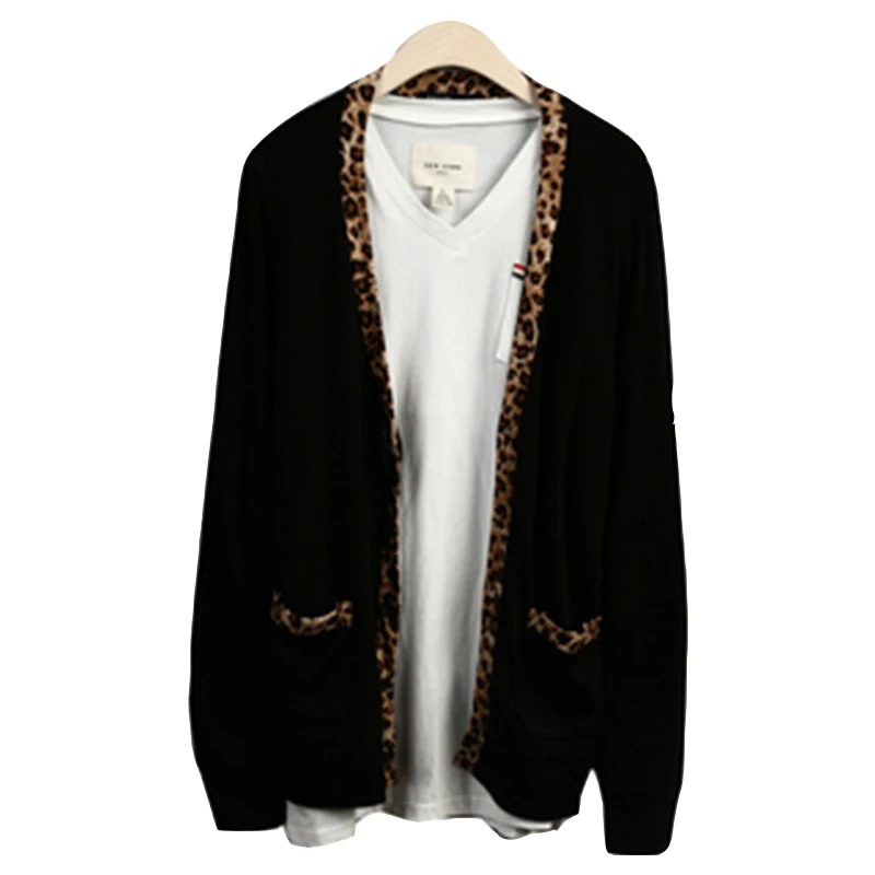 Мужская футболка с леопардовым принтом Повседневная большого размера в