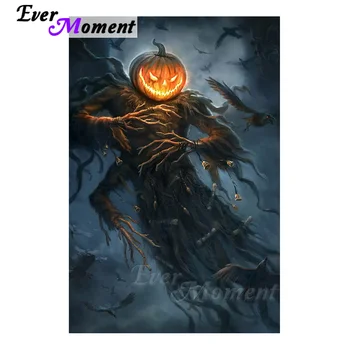 

Ever Moment Diamond Painting Bird Horrible Pumpkin Full Square Resin Drills Diamond Embroidery Handicrafts Halloween Decor 4Y299