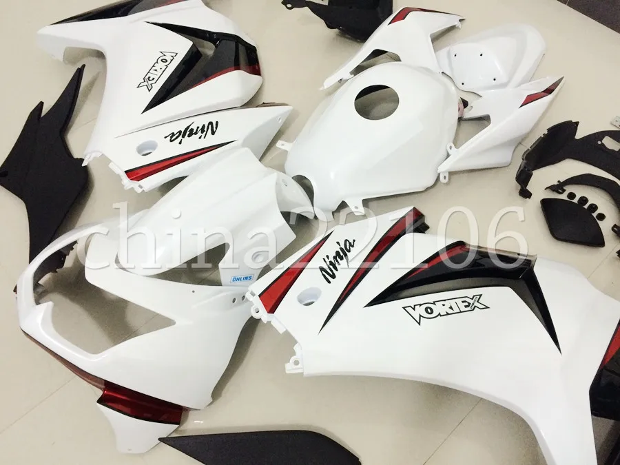 ABS Обтекатели комплект подходит для Kawasaki Ninja 250 EX250 ZXR250 2008- 08 09 10 11 12 13 14(литьевая форма)+ крышка бака белый