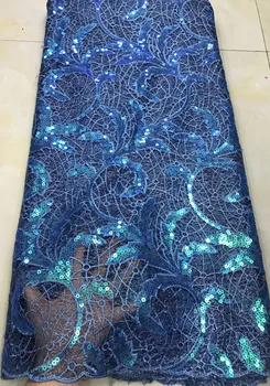 

royal blue french lace fabric african sequins lace fabric 2020 high quality lace tissu african bridal fabric 5yard/lot SSH078