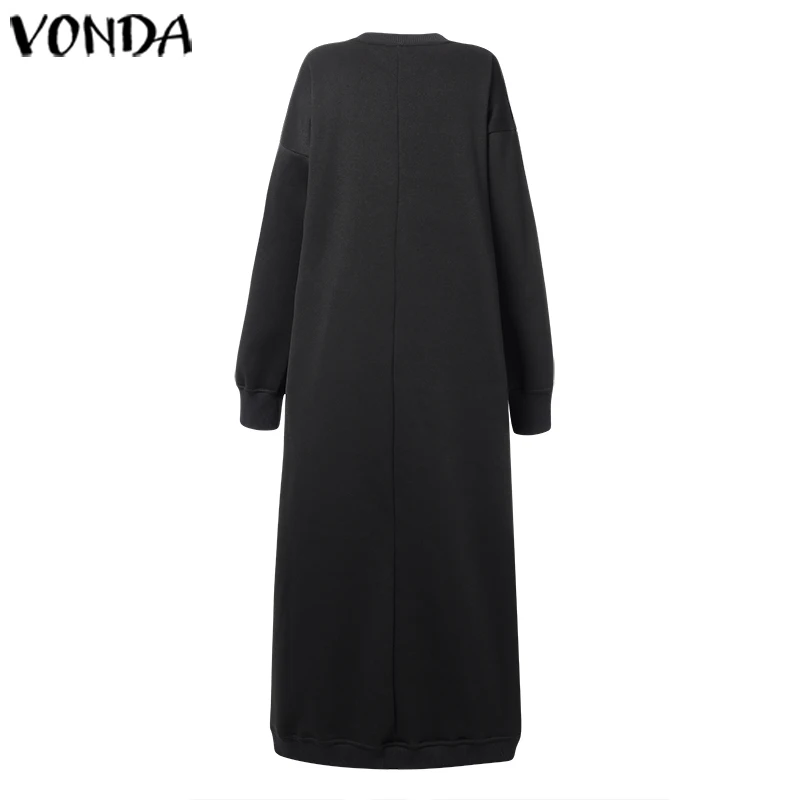 VONDA/платье для беременных с длинным рукавом; осень г.; однотонные макси платья; повседневное богемное платье; женское элегантное платье с круглым вырезом