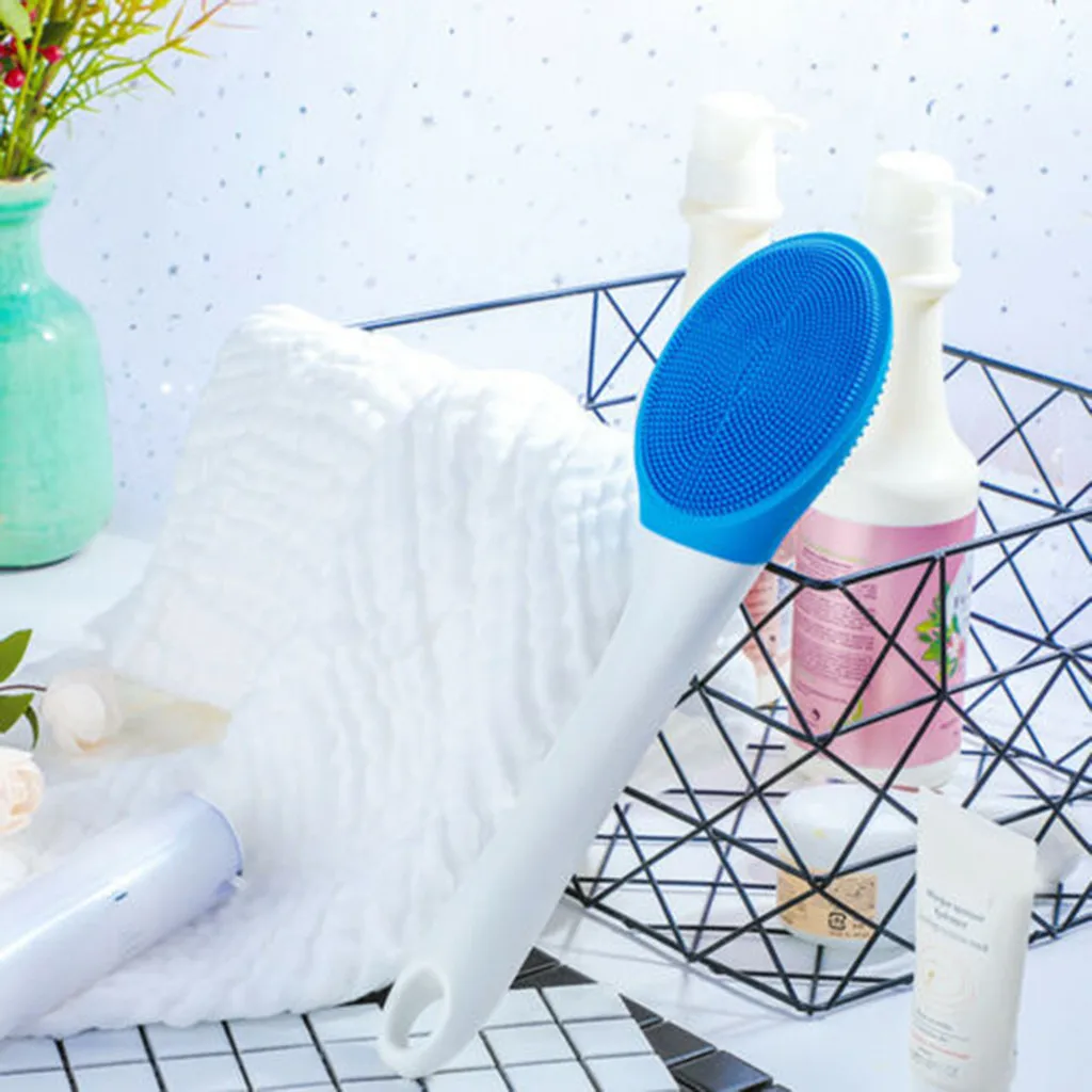 1pcs Brush Simple Silicone Bathing Brush Cleaning Brush for Shower Long Handle Body Cleansing Brush Bathing Spa Tools#L5