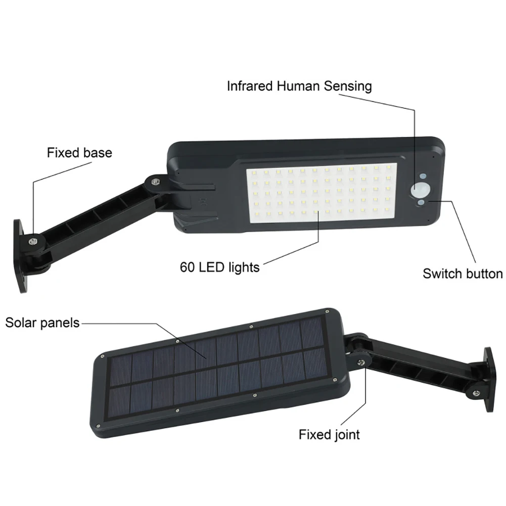 

Garden Motion Sensor Outdoor Road Light PIR Practical Path 60LED Dimmable Professional Wall Solar Lamp Remote Control Yard
