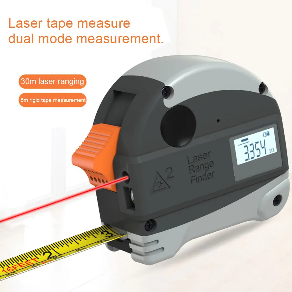 30M/40M Laser Tape Measure 2-in-1 Digital Laser Measure Laser Rangefinder with LCD Digital Display,Magnetic Hook 5M Range Finder