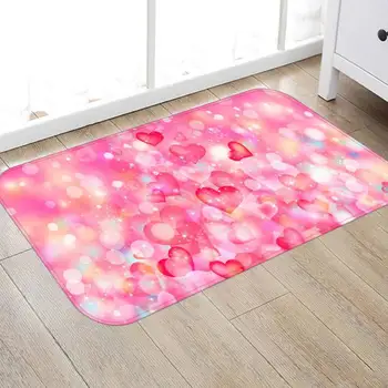 

2020 Colors Printed Flannel Fabric Area Rug Love Heart Pattern Carpet for Valentine's Day Home Party Decoration Rug