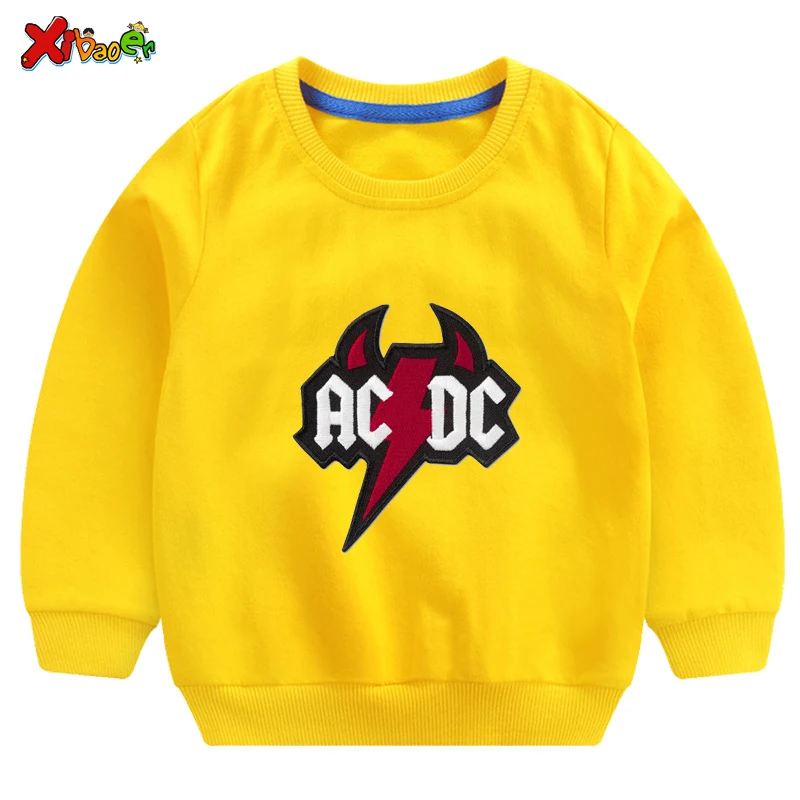 Крутые Детские свитшоты г. ACDC свитшоты для маленьких девочек Осенняя детская одежда с длинными рукавами свитер для малышей размер на 2 до 7 лет