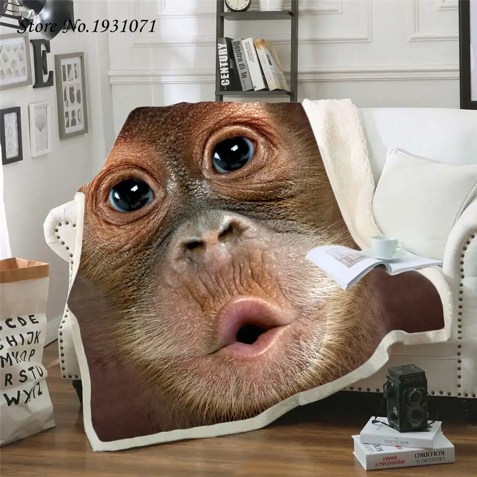 Couverture Polaire En Peluche Pour Adultes Impression 3d Visage De Singe Drole Mode Maison Bureau Couette Lavable Decontractee Enfants Filles Sherpa 01 Aliexpress
