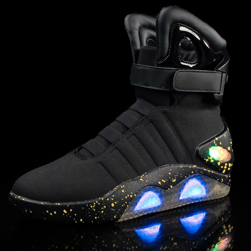 Adults USB Charging Led Luminous Shoes For Men's Fashion Light Up Casual Men back to the Future Glowing Sneakers Free shipping