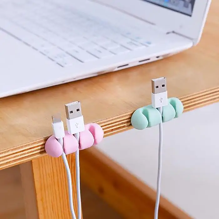 Прочный самоприлипающий Настольный кабель Winder Cord Organizer синий/зеленый/розовый кабель для передачи данных, защита для наушников