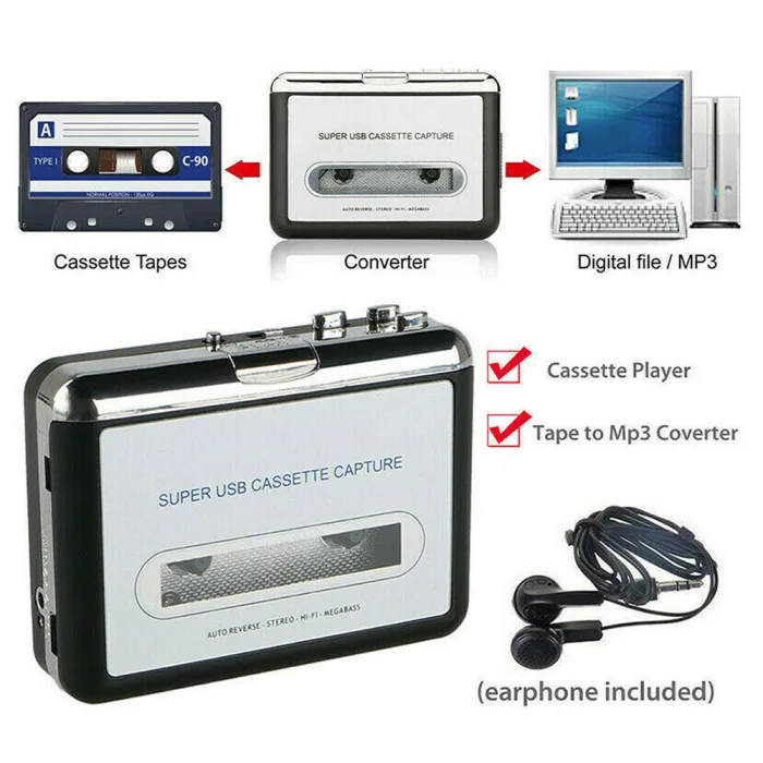 USB кассеты для MP3 конвертер захват Портативный Аудио Tape-to-MP3 музыкальный плеер Switcher JR сделки
