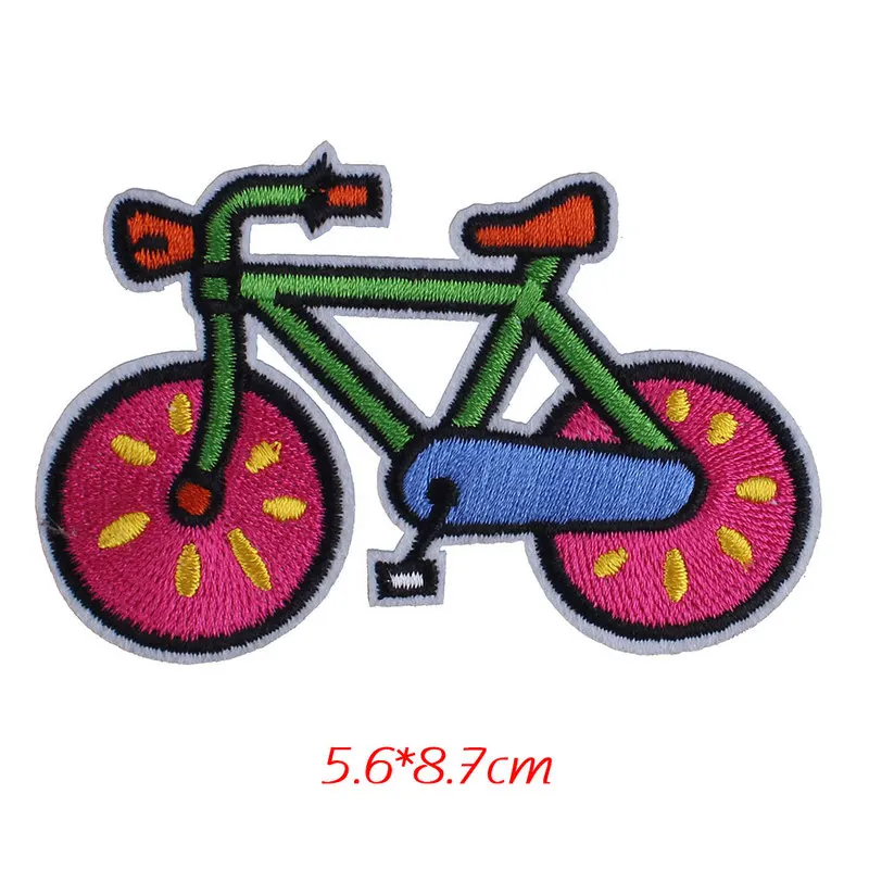 

Color Bicycle Embroidered Patches for clothing Iron on Transfer Appliques DIY Cute Clothes Badges Stickers for Backpack Patch
