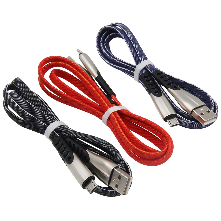 US $631.69 500pcs USB Cable Zinc Alloy Flat Braided Charging Micro USB Cable For Samsung S7 S6 Huawei HTC Android Phone Charger Sync Cables