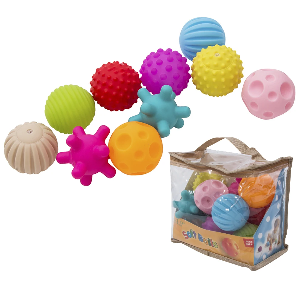 10pcs Baby Multi Textured Touch Hand Toy Balls Tactile Sensory Toy Inflatable Training Massage Stress Ball for Children Toys