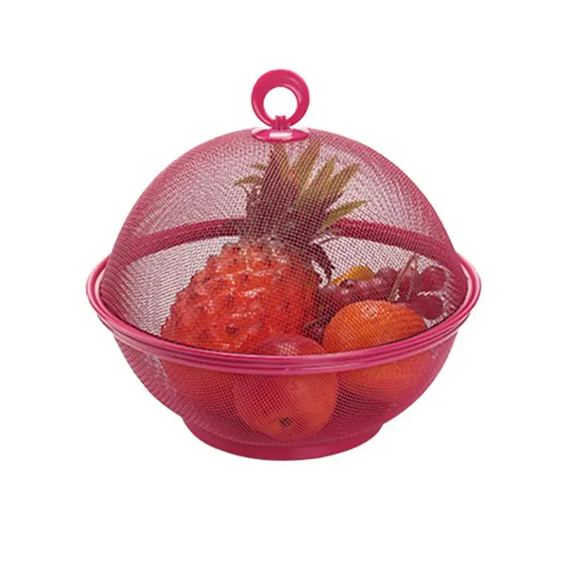 Нордическая кухонная корзина для хранения фруктов с крышкой обеденный стол ящик для хранения украшений железная Фруктовая тарелка стиральная сливная корзина - Цвет: Красный