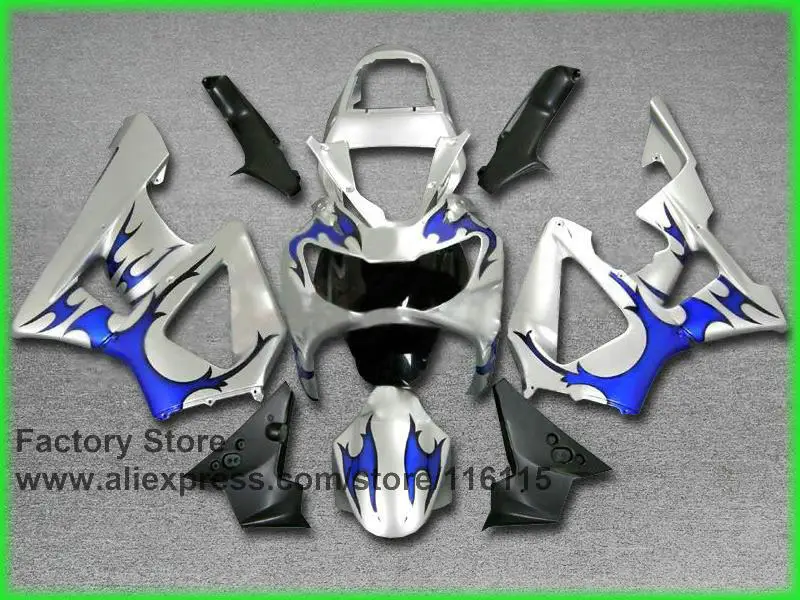 Выбор расцветки мотоцикл комплект обтекателей для HONDA CBR 929 обтекатели 2000 2001 CBR900RR голубое пламя в серебре боди
