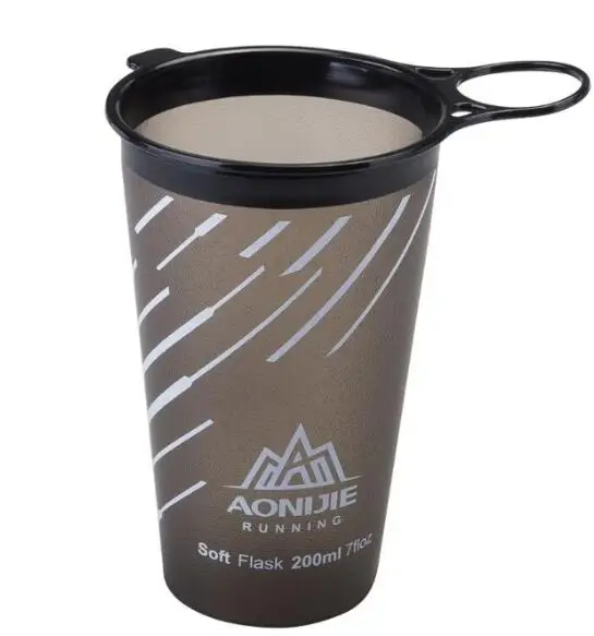 200ml gray Складная сумка для воды AONIJIE, бутылка для воды для бегущих напитков, фляга для занятий спортом на открытом воздухе, бегом, походом, походом, посуда для напитков, безвредная для здоровья, BPA 500 мл - Цвет: 200ml gray