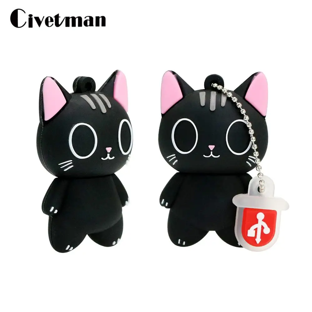 Pendrive USB con forma de gato de dibujos animados, unidad Flash USB de 4GB, 8GB, 16GB, 32GB, 64GB, 128GB, 256GB, USB 2,0, memoria USB
