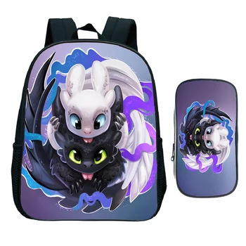 

Child How to Train Your Dragon Backpack with Pen Bag 2pcs Set Pokemon Kindergarten Schoolbag Kids Cartoon Stitch Totoro Bookbag