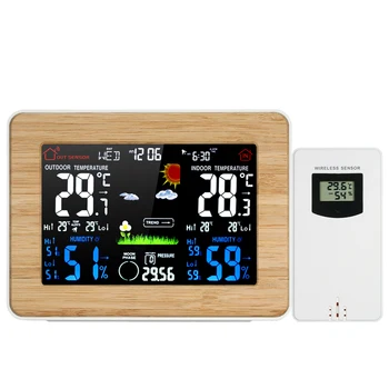 

FanJu Wireless Color LCD Weather Station Alarm Clock Indoor Outdoor Thermometer Hygrometer Barometer with Lunar Phase Display