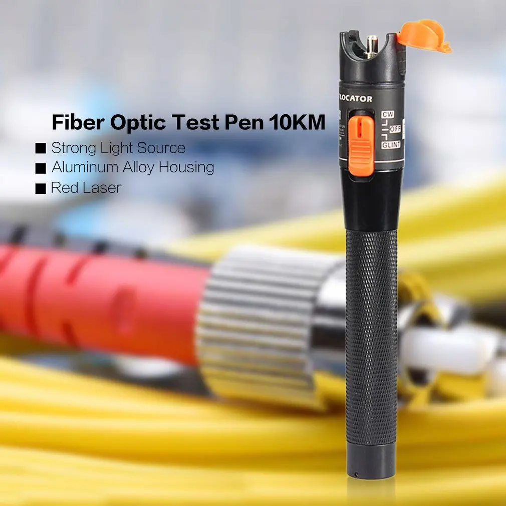 10MW 10KM Visual Fault Locator Fiber Optic Cable Tester Test Equipment Red Light Pen,Optical Fiber Test Pen,Clear Pen audio level meter