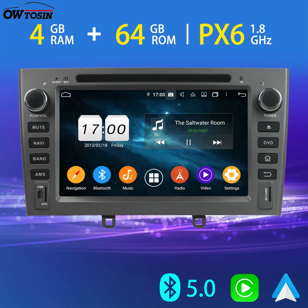 2 DIN PX6 4G + 64G Автомобильный DVD мультимедийный плеер для Peugeot 408 308 SW 2007-2013 LTE Android 10 0 GPS