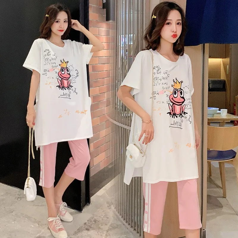 

Pregnant Women Spring Clothing Summer Korean-style in Long-sleeved Upper Garment Two-Piece Set 2019 New Style Fashion Mom Fashio