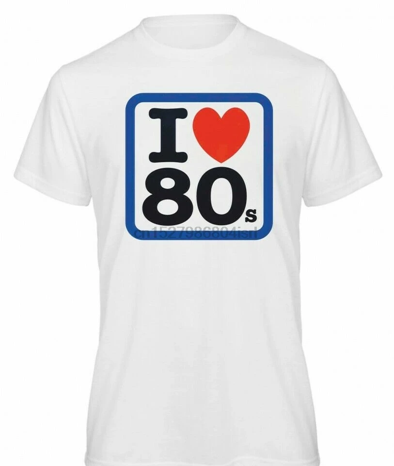 Клетчатая рубашка, Мужская футболка с надписью «I Love 80 s», Винтажная футболка на 80 лет