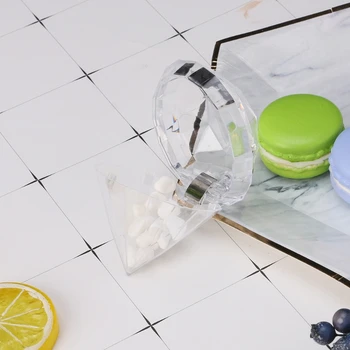 

Wedding Party Home Clear Diamond Shape Transparent Plastic Candy Box Favor Decor Q9QF